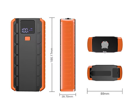Platinet PMPBC12 zagonska baterija / jump starter, 1000A, 12.000mAh, powerbank, Power Delivery, 2x USB Type-A, 1x USB Type-C, digitalni zaslon, LED luč, +torbica