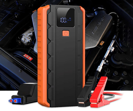 Platinet PMPBC12 zagonska baterija / jump starter, 1000A, 12.000mAh, powerbank, Power Delivery, 2x USB Type-A, 1x USB Type-C, digitalni zaslon, LED luč, +torbica