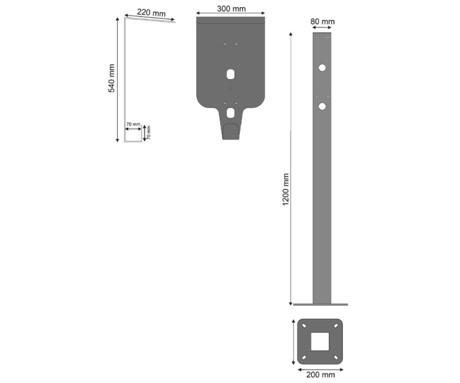 PLATINET PEVSTAND UNIVERSAL stojalo / steber za EV polnilno postajo, za vse vrste Wallbox EV polnilnic, adapter, zaščitna streha, držalo za kabel, galvanizirano jeklo, 130x20x20cm, črno