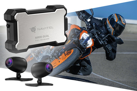 NAVITEL M800 DUAL avto moto kamera, Full HD, SONY senzor, G-senzor, GPS, WiFi, aplikacija, darilni bon, za motor / ATV / motorne sani, 2x kamera, IP67