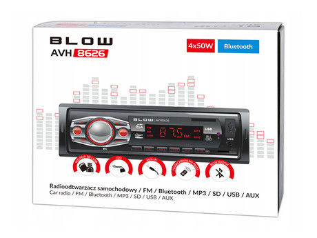 BLOW AVH-8626 avto radio, FM Radio, Bluetooth, 4x50W, MP3 / USB / microSD / AUX, daljinski upravljalnik