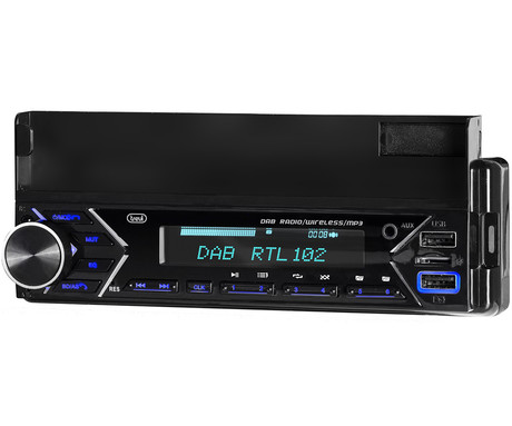 TREVI SCD 5753 DAB avto radio, 1DIN, FM Radio, Bluetooth, 4x40W, MP3 / USB / AUX, nosilec za telefon, daljinski upravljalnik, aplikacija