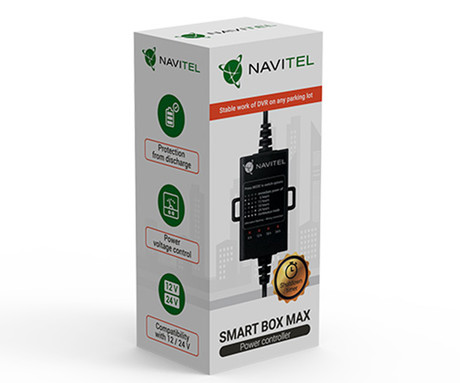 NAVITEL SMART BOX MAX krmilnik napajanja za avto kamero, 12/24V, zaščita pred praznjenjem akumulatorja, nadzor napetosti, 6 načinov časovnika, zaščita pred prenapetostjo, skrita namestitev, črn