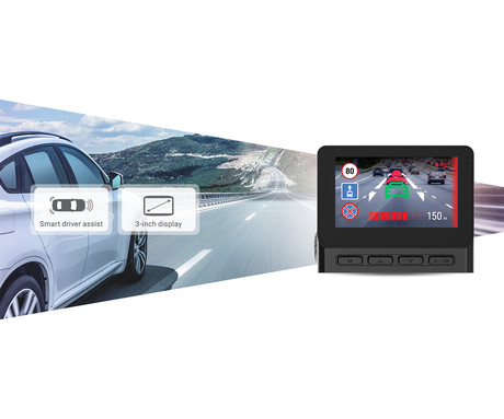 NAVITEL RS985 GPS avto kamera, 3", 4K Ultra HD, 160° snemalni kot, G-senzor, ADAS, GPS, WiFi, SONY STARVIS, aplikacija, darilni bon, +vzvratna kamera, črna
