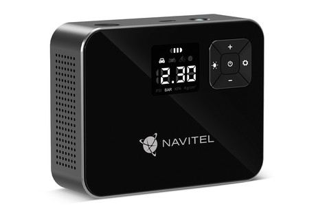 NAVITEL AIR 15 AL brezžična zračna tlačilka, 120PSI/8.27bar, polnilna baterija, zaslon, merilnik tlaka, LED svetilka, 4 adapterji, + torba