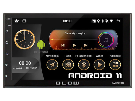Avtoradio BLOW AVH9930, Android 11, 7-palčen zaslon na dotik, 2 DIN, 2GB RAM + 32GB ROM, FM Radio / Bluetooth / RDS / USB / AUX-in, GPS, Mirror LINK, črn