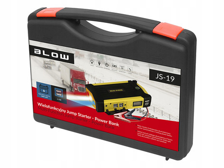 BLOW JS-19 zagonska baterija / jump starter, 16800mAh, powerbank, zaščita, varnostni dodatki, LED, 4x USB, kovček