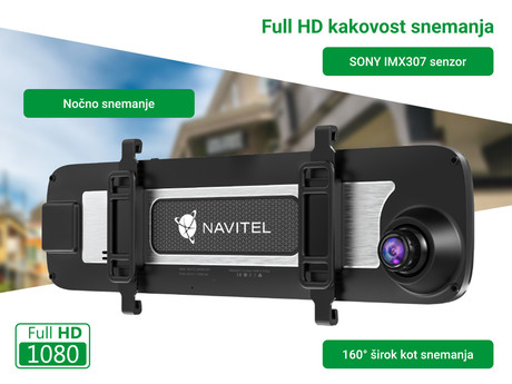 Pametno avto ogledalo NAVITEL MR450 GPS, prednja in zadnja avto kamera, Full HD, 5.5" IPS zaslon, Night Vision, SONY senzor, GPS, aplikacija