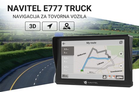 GPS navigacija NAVITEL E777 TRUCK, 7" zaslon, za tovorna vozila, baterija, 3D prikaz, informacije o vožnji, karte za celotno Evropo