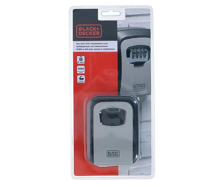 Black + Decker sef za ključe s ključavnico, 4 številke, trpežna izdelava, kovina, 12x9x4cm