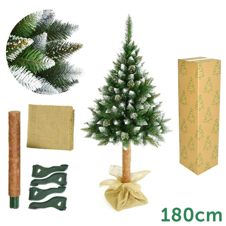 Božično novoletna smrekica / jelka, moderen izgled, višina 180cm, lesen podstavek, Made in EU