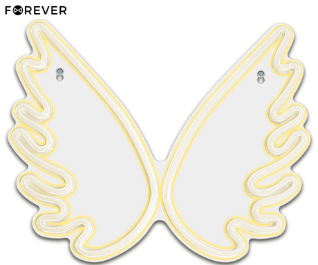 FOREVER Wings NEON LED luč, dekorativna, prilagodljiva svetlost, napajanje na USB, stikalo za vklop / izklop, bela, rumena