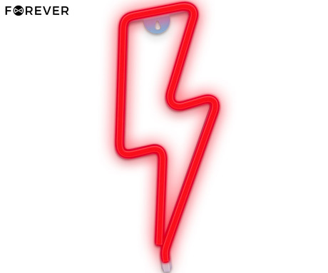 FOREVER Bolt NEON LED luč, dekorativna, napajanje na USB ali 3x AA baterije, stikalo za vklop / izklop, rdeča