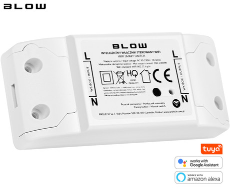 BLOW pametno WiFi električno stikalo, 2300W, 10A, aplikacija, Android + iOS, bela