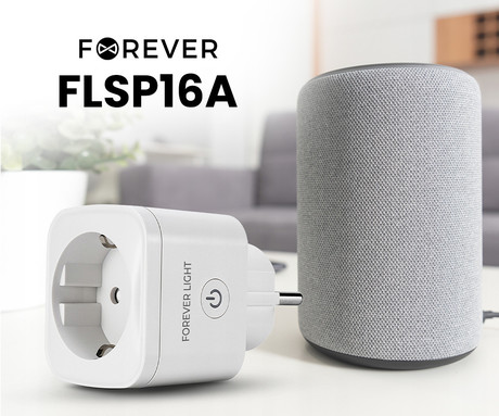 FOREVER FLSP16A pametna WiFi električna vtičnica, 3840W, 16A, brezplačna aplikacija, Android + iOS, bela