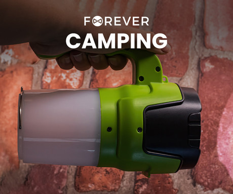 FOREVER CAMPING večfunkcijska ročna LED svetilka, 450 lumnov, 3 načini svetenja, 1200mAh polnilna baterija, IP55 vodoodpornost, microUSB, ročaj, obešalo