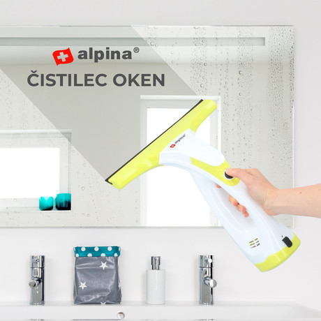 ALPINA brezžični akumulatorski čistilec oken, polnilna baterija, rezervoar za vodo 700ml, bel