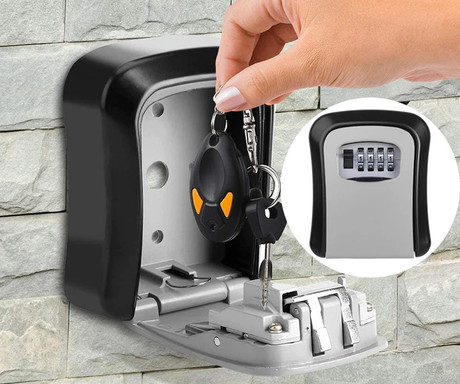 BLACK+DECKER sef za ključe s ključavnico, 4 številke, trpežna izdelava, kovina, 12x9x4cm