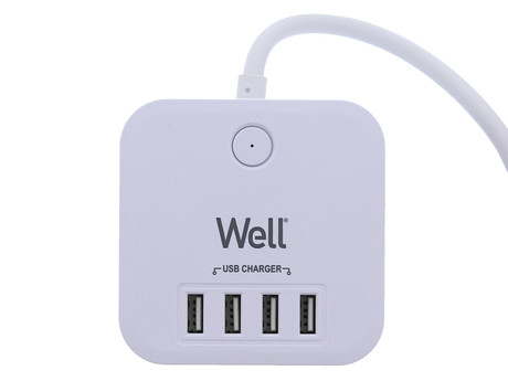 Prenapetostna zaščita EXTS-3S3M-USB4-WL, 3x vtičnica 230V + 4x USB, 16A, 3680W, 3m