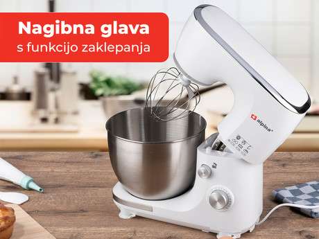 EOL - ALPINA kuhinjski robot, 5L posoda, 12 hitrosti, pulzna funkcija, 3 nastavki, bel