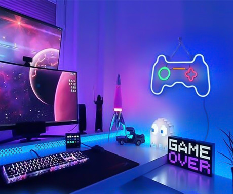 FOREVER Gamepad NEON LED luč, dekorativna, prilagodljiva svetlost, napajanje na USB, stikalo za vklop / izklop, modra, rdeča, zelena, rumena