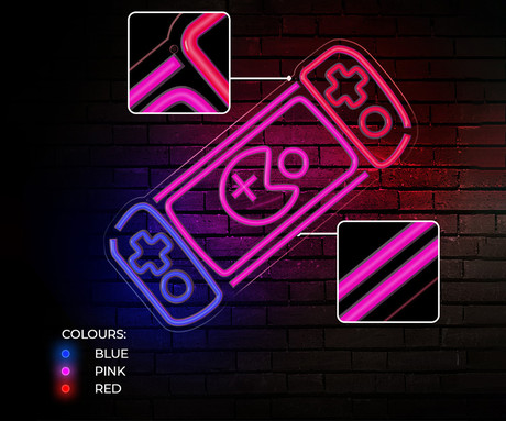 FOREVER Console NEON LED luč, dekorativna, prilagodljiva svetlost, napajanje na USB, stikalo za vklop / izklop, 580x250mm, modra, rdeča, roza