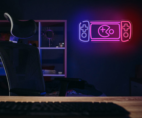FOREVER Console NEON LED luč, dekorativna, prilagodljiva svetlost, napajanje na USB, stikalo za vklop / izklop, 580x250mm, modra, rdeča, roza