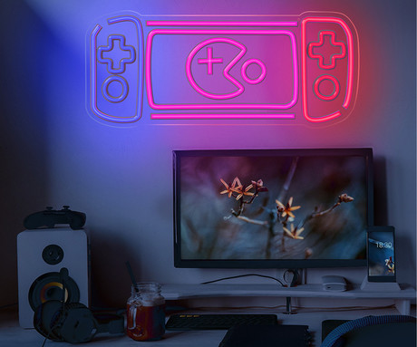 FOREVER Console NEON LED luč, dekorativna, prilagodljiva svetlost, napajanje na USB, stikalo za vklop / izklop, 580x250mm, modra, rdeča, roza