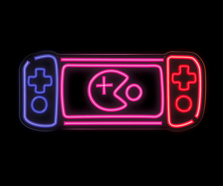 FOREVER Console NEON LED luč, dekorativna, prilagodljiva svetlost, napajanje na USB, stikalo za vklop / izklop, 580x250mm, modra, rdeča, roza