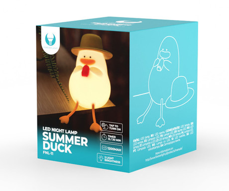 DUCK nočna LED svetilka, ambientalna, brezžična, 2 načina svetenja, časovnik, polnilna baterija, silikon, USB Type-C, + kabel