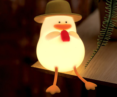 DUCK nočna LED svetilka, ambientalna, brezžična, 2 načina svetenja, časovnik, polnilna baterija, silikon, USB Type-C, + kabel