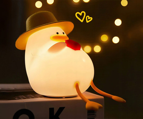 DUCK nočna LED svetilka, ambientalna, brezžična, 2 načina svetenja, časovnik, polnilna baterija, silikon, USB Type-C, + kabel