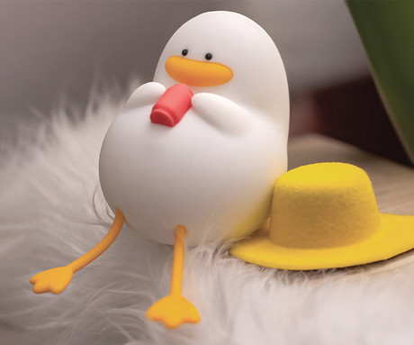 DUCK nočna LED svetilka, ambientalna, brezžična, 2 načina svetenja, časovnik, polnilna baterija, silikon, USB Type-C, + kabel
