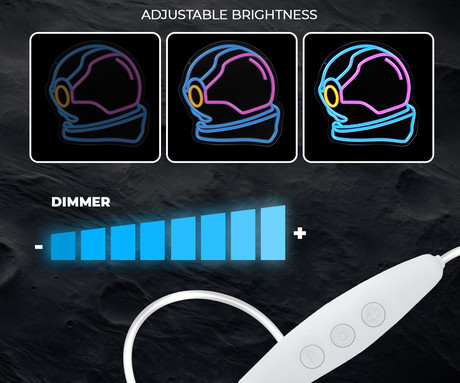 FOREVER Astronaut NEON LED luč, dekorativna, prilagodljiva svetlost, napajanje na USB, stikalo za vklop / izklop, 400x375mm, modra, roza, oranžna