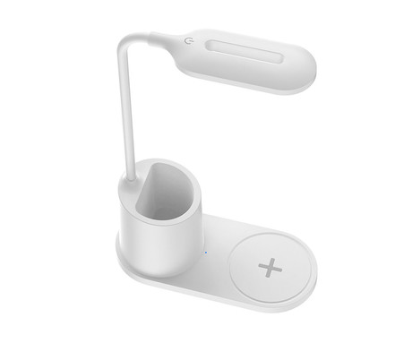 PDL1930 namizna LED svetilka, upogljiva, 530 lumnov, 3 načini svetenja, brezžični polnilec, vgrajeno stojalo, USB Type-C, 150cm kabel, IP20, bela