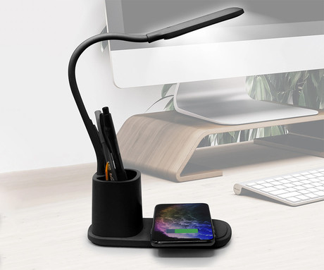 PDL1930 namizna LED svetilka, upogljiva, 530 lumnov, 3 načini svetenja, brezžični polnilec, vgrajeno stojalo, USB Type-C, 150cm kabel, IP20, bela