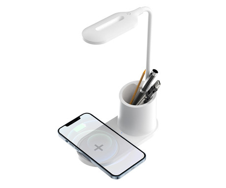 PDL1930 namizna LED svetilka, upogljiva, 530 lumnov, 3 načini svetenja, brezžični polnilec, vgrajeno stojalo, USB Type-C, 150cm kabel, IP20, bela