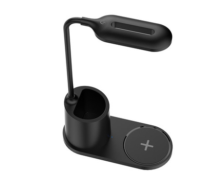 PDL1930 namizna LED svetilka, upogljiva, 530 lumnov, 3 načini svetenja, brezžični polnilec, vgrajeno stojalo, USB Type-C, 150cm kabel, IP20, črna