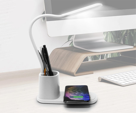 PDL1930 namizna LED svetilka, upogljiva, 530 lumnov, 3 načini svetenja, brezžični polnilec, vgrajeno stojalo, USB Type-C, 150cm kabel, IP20, črna