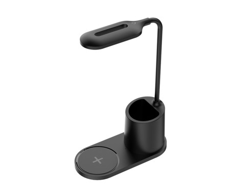 PDL1930 namizna LED svetilka, upogljiva, 530 lumnov, 3 načini svetenja, brezžični polnilec, vgrajeno stojalo, USB Type-C, 150cm kabel, IP20, črna