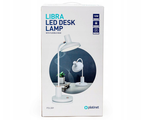 PDL089 namizna LED svetilka, upogljiva, 780 lumnov, 10W, 175cm kabel, IP20, bela