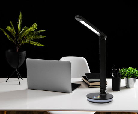PDL400RGB namizna LED svetilka, do 500 lumnov, nastavljiva svetlost, nastavljiva barvna temperatura, nastavljiv kot naklona, + RGB luč, USB Type-C, črna