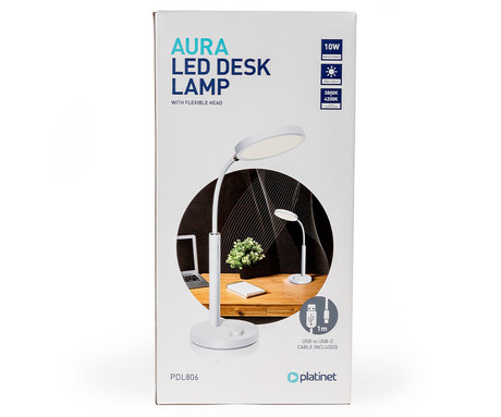 PDL806 namizna LED svetilka, upogljiva, 450 lumnov, nastavljiva barvna temperatura, 10W, USB Type-C, 100cm kabel, IP20, bela