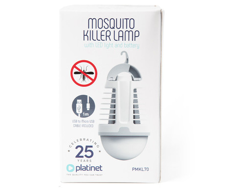 PLATINET PMKL70 2v1 svetilka proti mrčesu / insektom, 5W, LED svetilka, polnilna baterija, visoka učinkovitost, trpežna izdelava, tiho delovanje, belo-siva