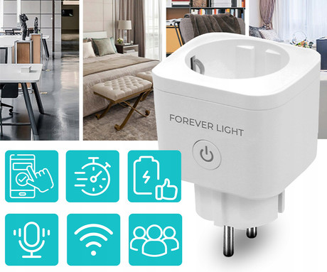 EOL - FOREVER FLSP16A pametna WiFi električna vtičnica, 3840W, 16A, brezplačna aplikacija, Android + iOS, bela