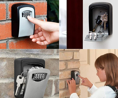 BLACK+DECKER sef za ključe s ključavnico, 4 številke, trpežna izdelava, kovina, 12x9x4cm
