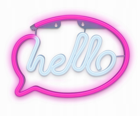 FOREVER Hello NEON LED luč, dekorativna, napajanje na USB ali 3x AA baterije, stikalo za vklop / izklop, roza, bela