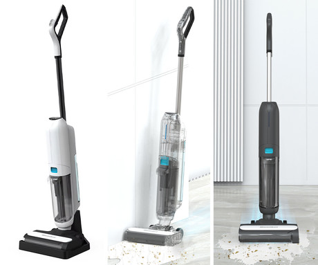 MAMIBOT FLOMO LITE sesalnik in pomivalec, 2v1, suho+mokro čiščenje, brezžični, 11.000Pa, 2600mAh baterija, 500ml rezervoar, funkcija samočiščenja, LED zaslon, za vse površine, črno-bel (Carbon White)