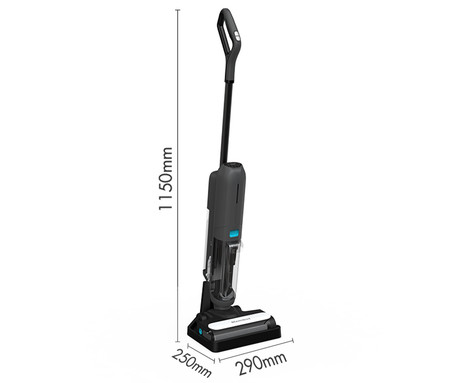 MAMIBOT FLOMO LITE sesalnik in pomivalec, 2v1, suho+mokro čiščenje, brezžični, 11.000Pa, 2600mAh baterija, 500ml rezervoar, funkcija samočiščenja, LED zaslon, za vse površine, črno-bel (Carbon White)