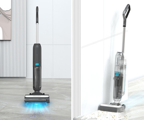 MAMIBOT FLOMO LITE sesalnik in pomivalec, 2v1, suho+mokro čiščenje, brezžični, 11.000Pa, 2600mAh baterija, 500ml rezervoar, funkcija samočiščenja, LED zaslon, za vse površine, črno-bel (Carbon White)